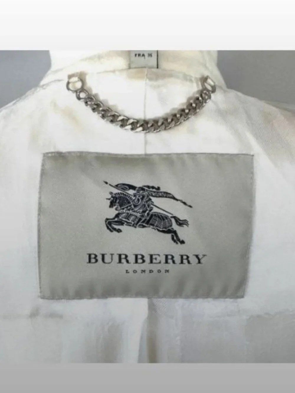 Burberry Cream/White Double Breasted Belted Cashmere‎ Wool Trench Coat US Size 4 - Picture 3 of 9
